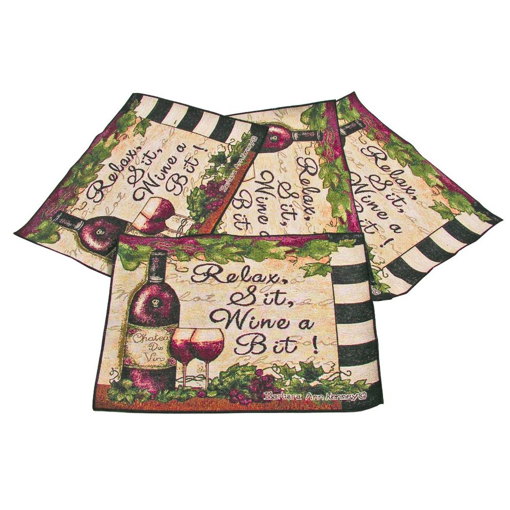 NWT Relax Sit Wine A Bit Placemats Place mats  Set of 4 13x18 inches